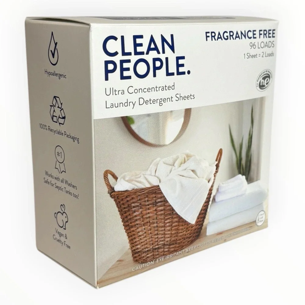 The Clean People Laundry Detergent Soap Sheets- 96 Loads Fragrance Free